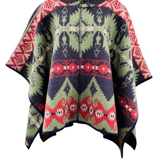 Vintage Ralph Lauren 100% Wool Aztec Southwestern Poncho Cape Shawl Sweater - Picture 5 of 8